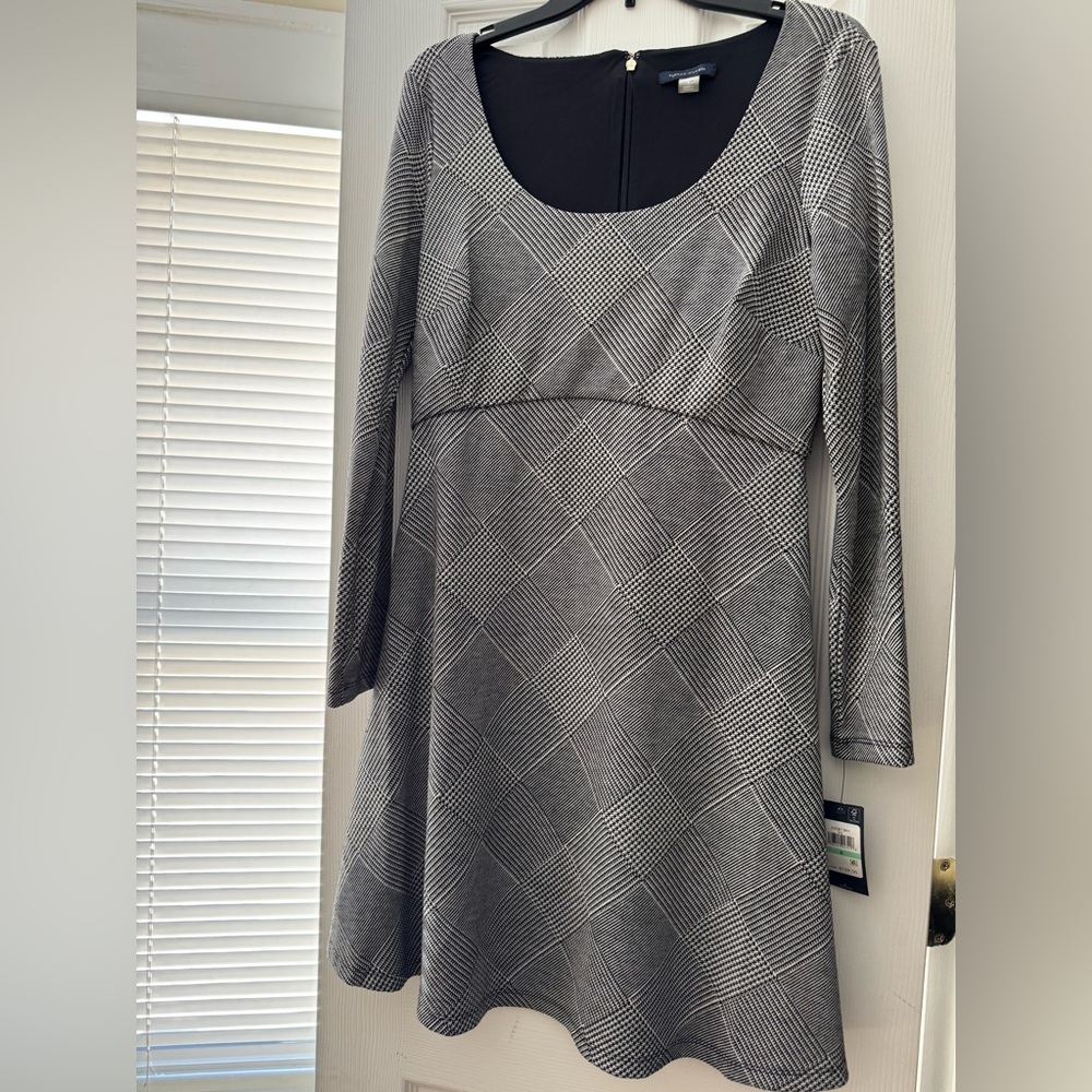 Tommy Hilfiger Black and Gray Long Sleeve Dress